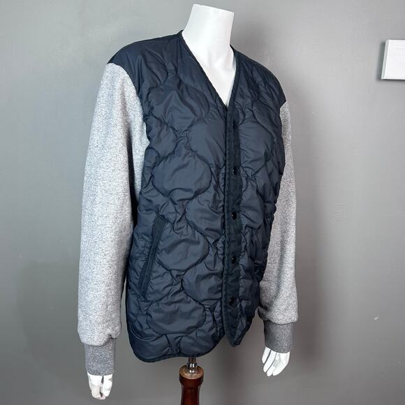 Rag & Bone jacket men's medium quilted varsity bomber varsity black gray - Picture 3 of 12